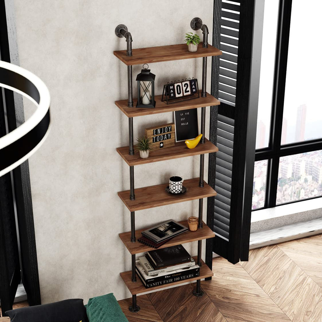 Industrial Pipe 6 Tier Bookshelf A696