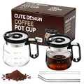 2 Pack 16oz Clear Glass Coffee Mug with Lid and Straw M614