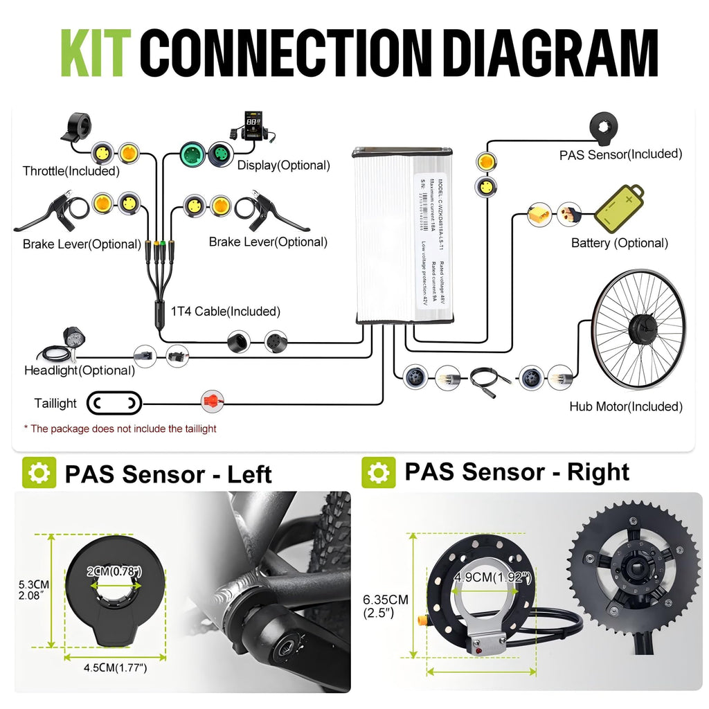 48V 500W Front Wheel Hub Motor Ebike Conversion Kit with Battery P200