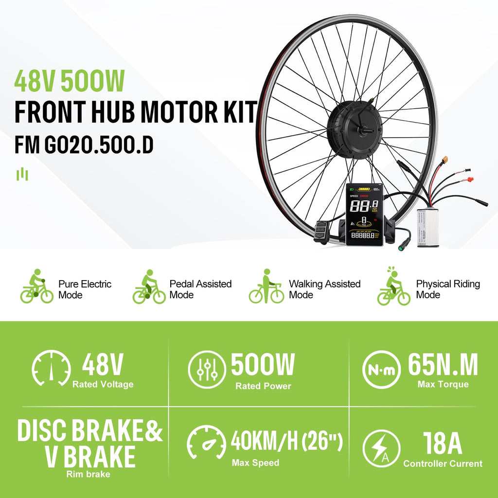 48V 500W Front Wheel Hub Motor Ebike Conversion Kit with Battery P200