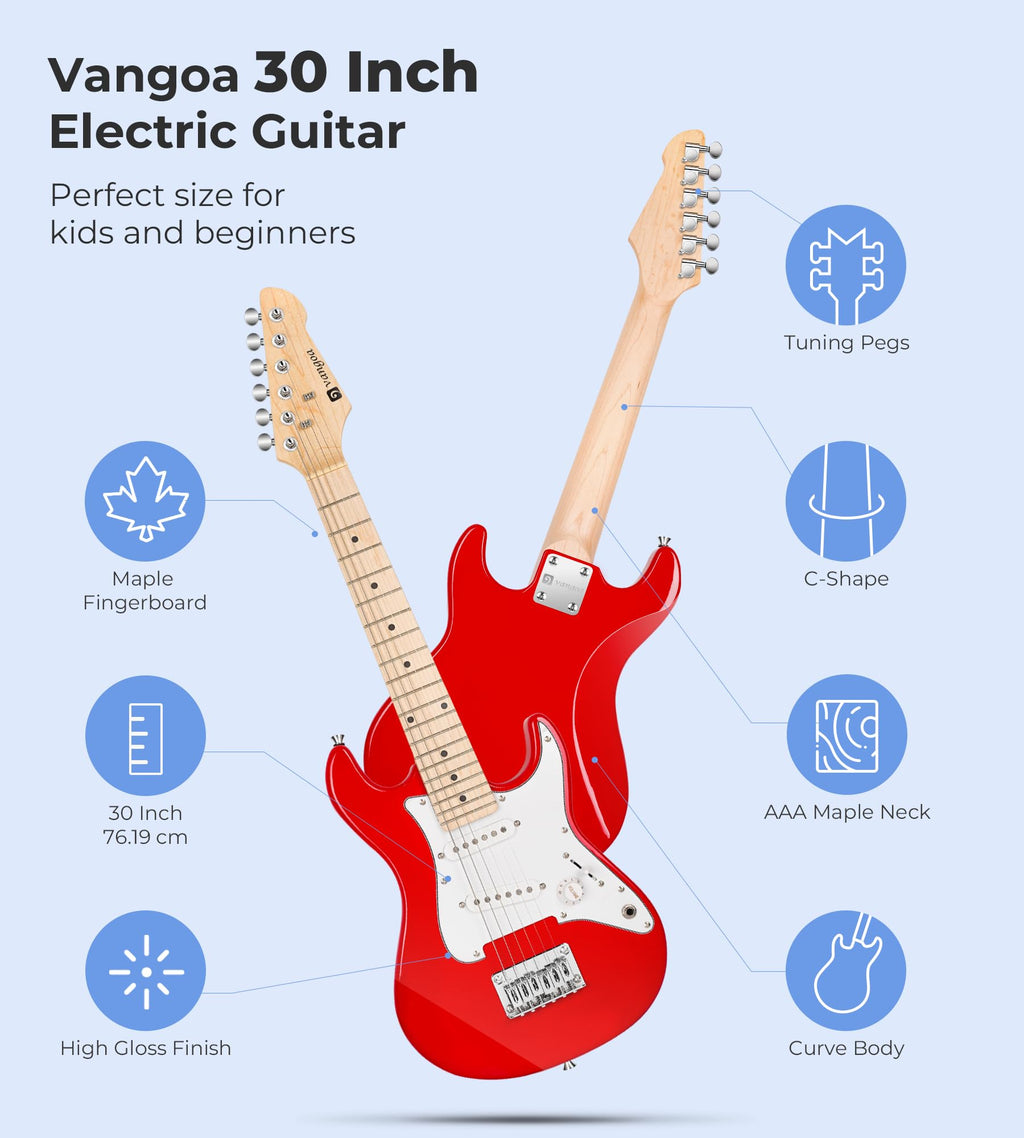 30 Inch Kids Electric Guitar Starter Kit with Amp Red C813