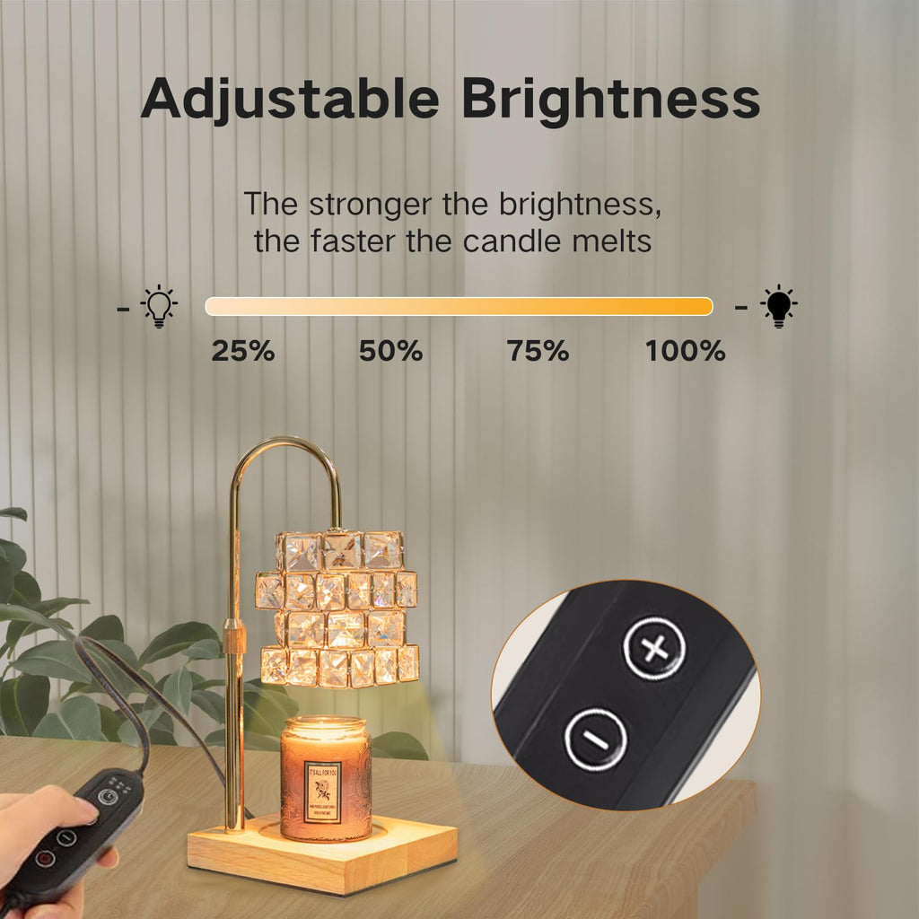 Candle Warmer Lamp with 2 Bulbs, Adjustable Dimmable Amber Glass X42023