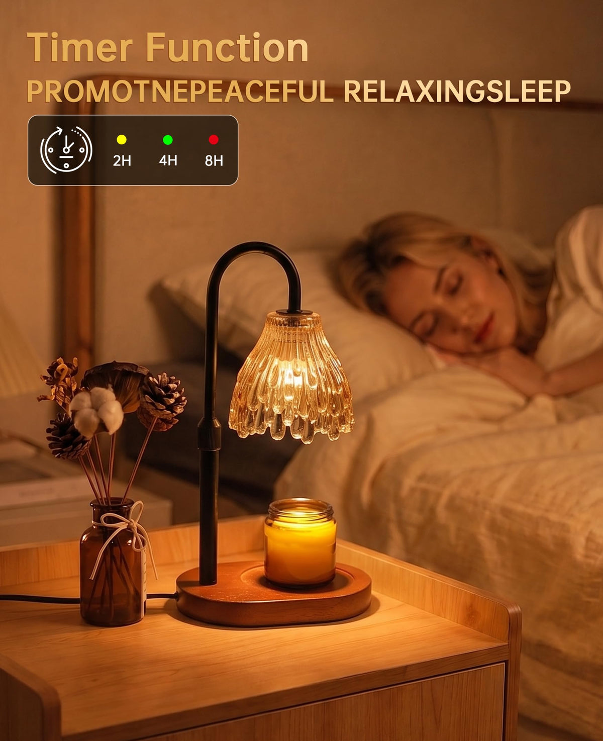 Glass Candle Warmer Lamp with Timer & Dimmer Q865