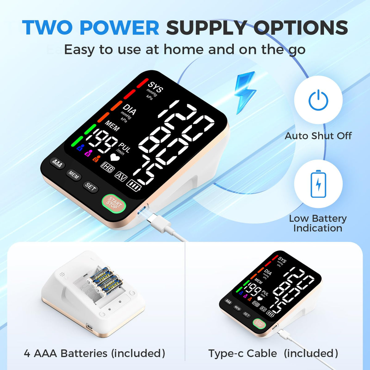 Automatic Blood Pressure Monitor & 2 Cuffs F4053