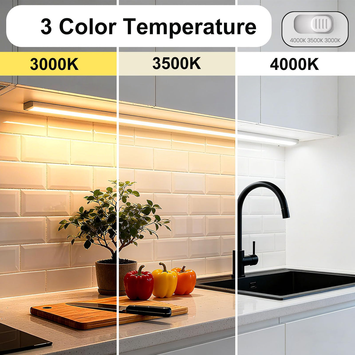 24 Inch LED Under Cabinet Lighting, 3 Color Temperatures, 1200LM Linkable M386916