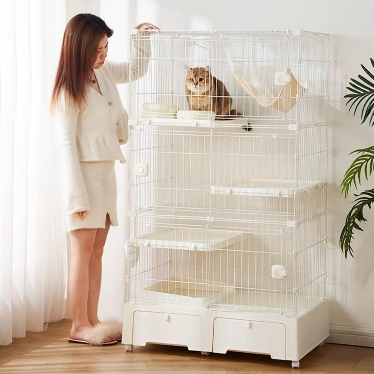 4 Tier Indoor Cat Enclosure with 3 Jumping Platforms P4084