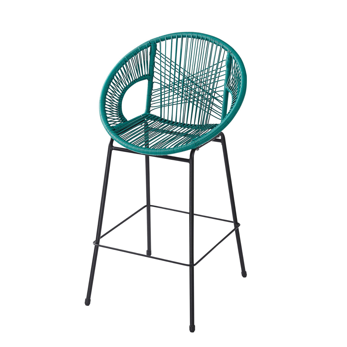 Teal Faux Wicker Outdoor Bar Stool, Set of 2 O878751