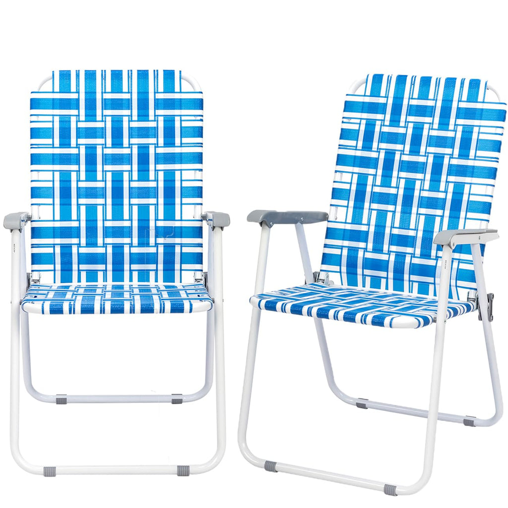 Set of 2 Blue Webbed Folding Patio Chair H801