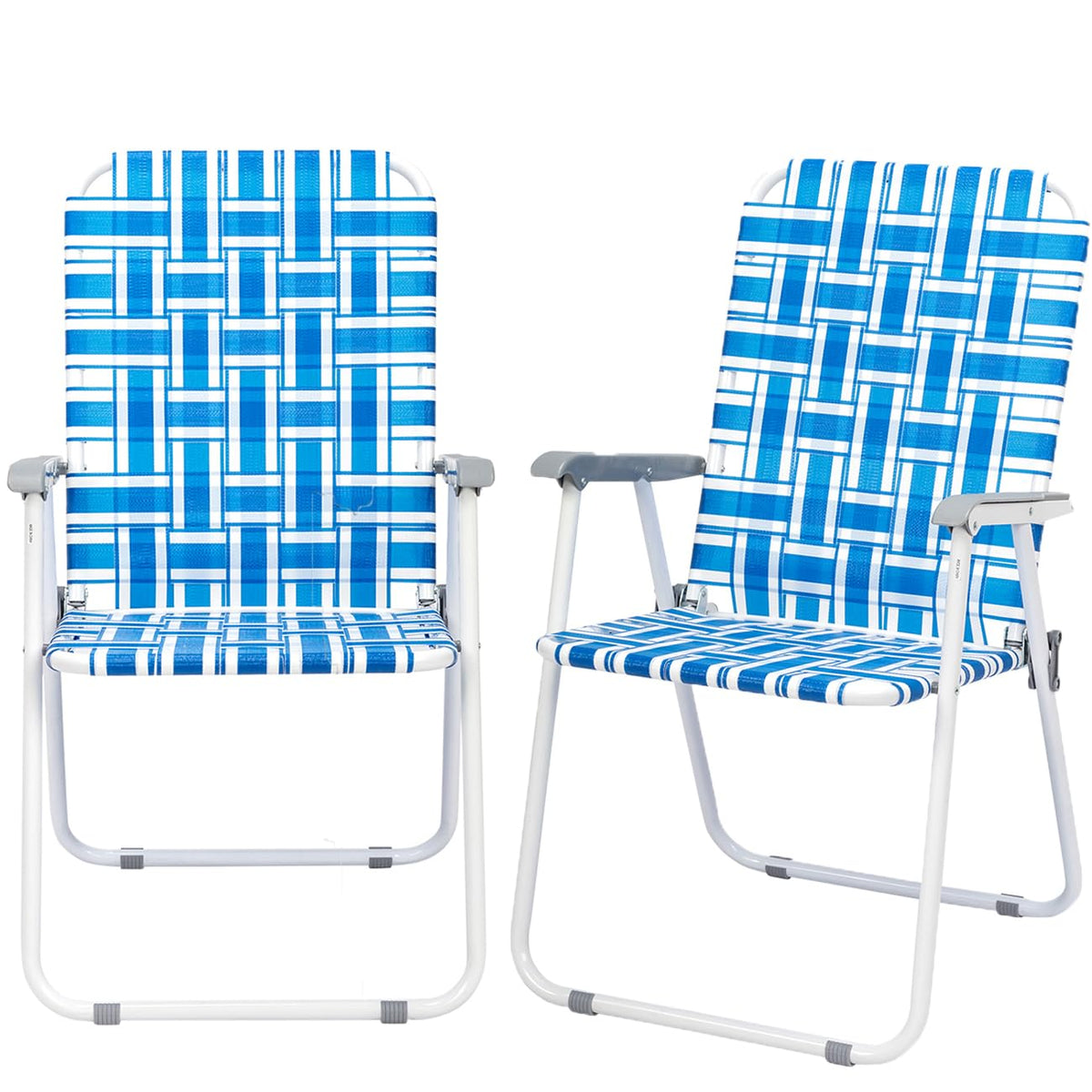 Set of 2 Blue Webbed Folding Patio Chair H801
