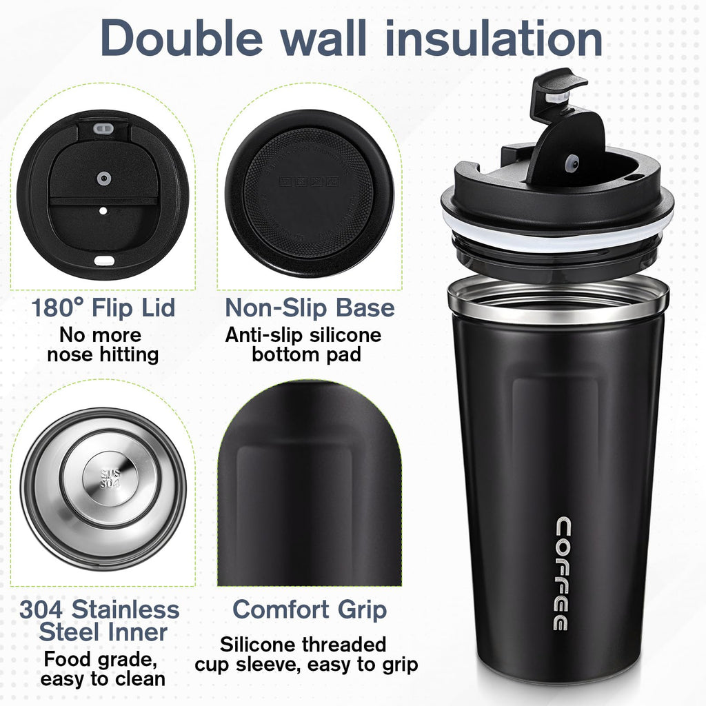 4 Pack 17oz Stainless Steel Insulated Coffee Mug with Lid P368