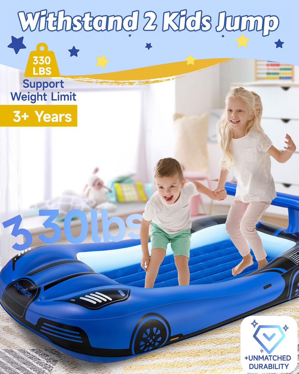 Inflatable Toddler Travel Bed with Safety Bumpers & Auto Pump Z45635