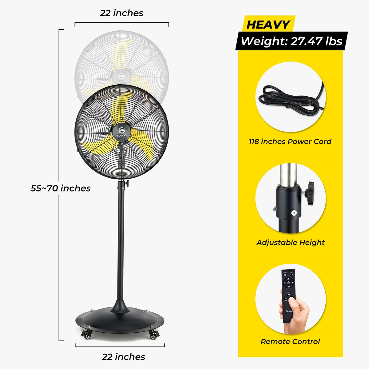 20" Oscillating Outdoor Pedestal Fan E789288