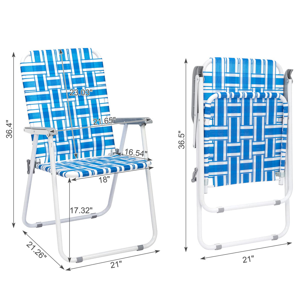 Set of 2 Blue Webbed Folding Patio Chair H801