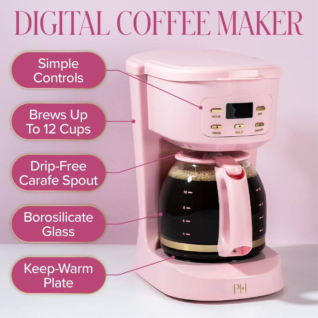 12-Cup Programmable Drip Coffee Maker with Glass Carafe S39302