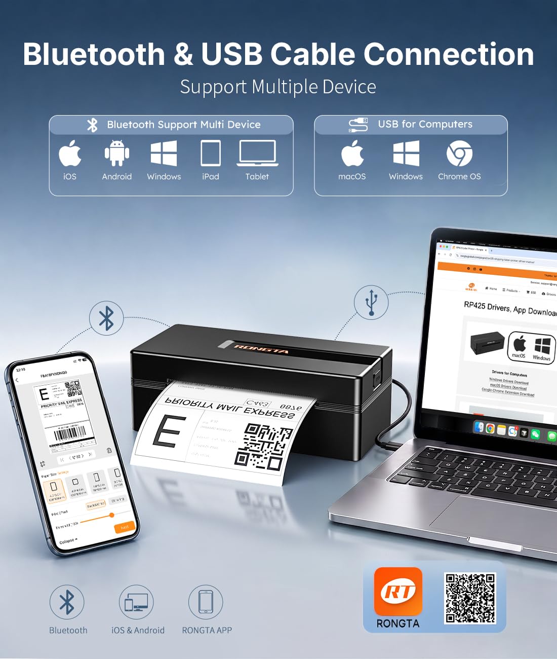Bluetooth Thermal Shipping Label Printer Z152