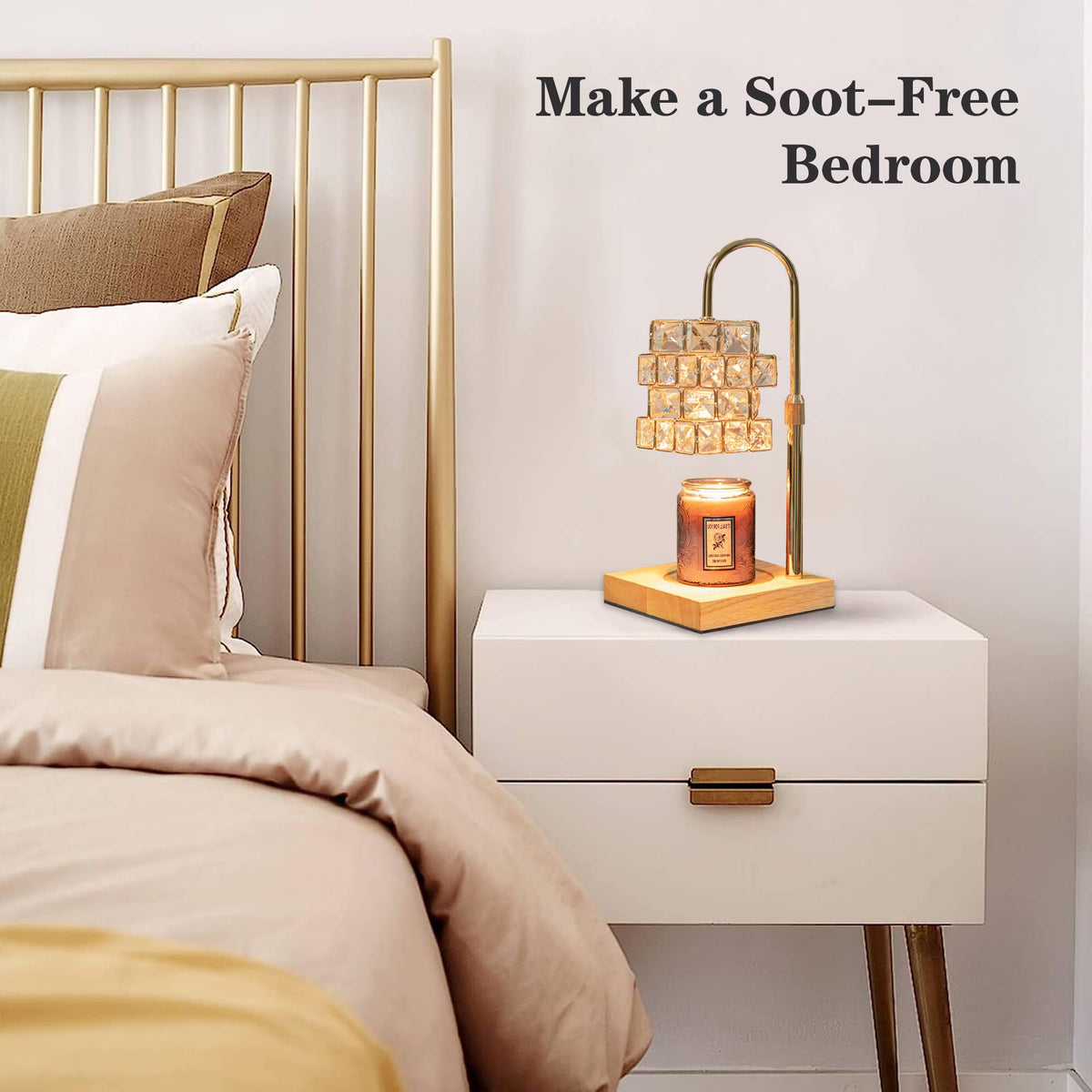 Candle Warmer Lamp with 2 Bulbs, Adjustable Dimmable Amber Glass X42023