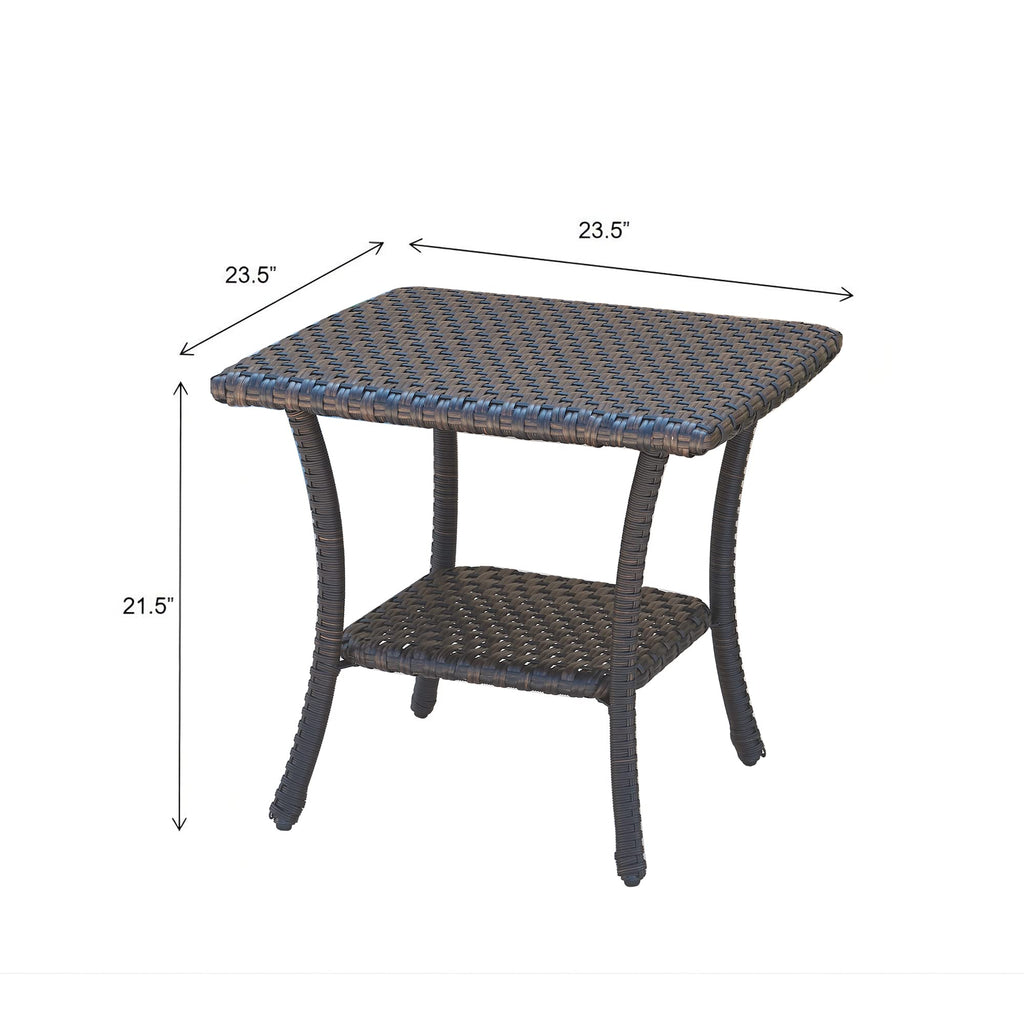 Brown Wicker Rattan 2-Tier Outdoor Coffee Table Y420013