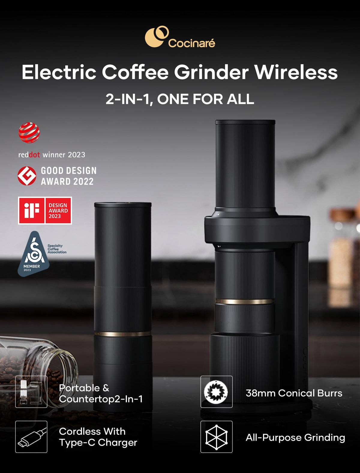 Electric Portable Burr Coffee Grinder A24937