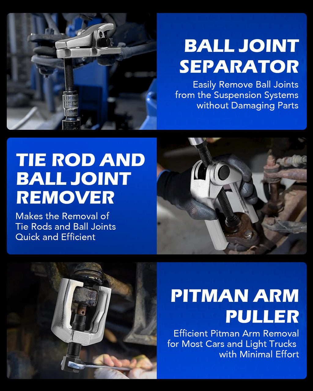 Ball Joint Separator, Tie Rod End Tool Set, Pitman Arm Puller J84814