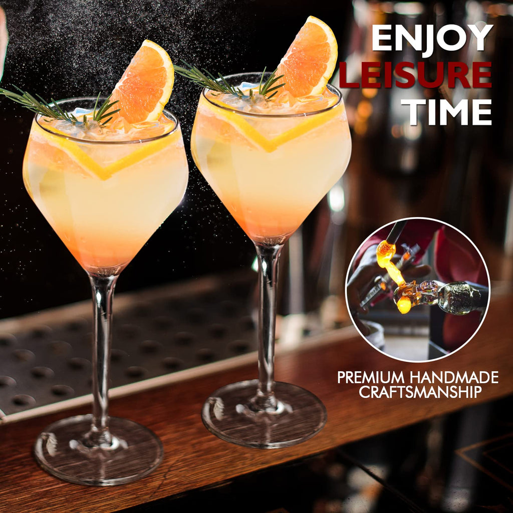 Hand Blown Crystal Cocktail Glasses Set of 4 W9997
