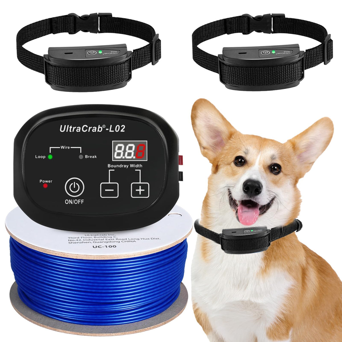 In-Ground Electric Dog Fence System with 2 Collars B48286