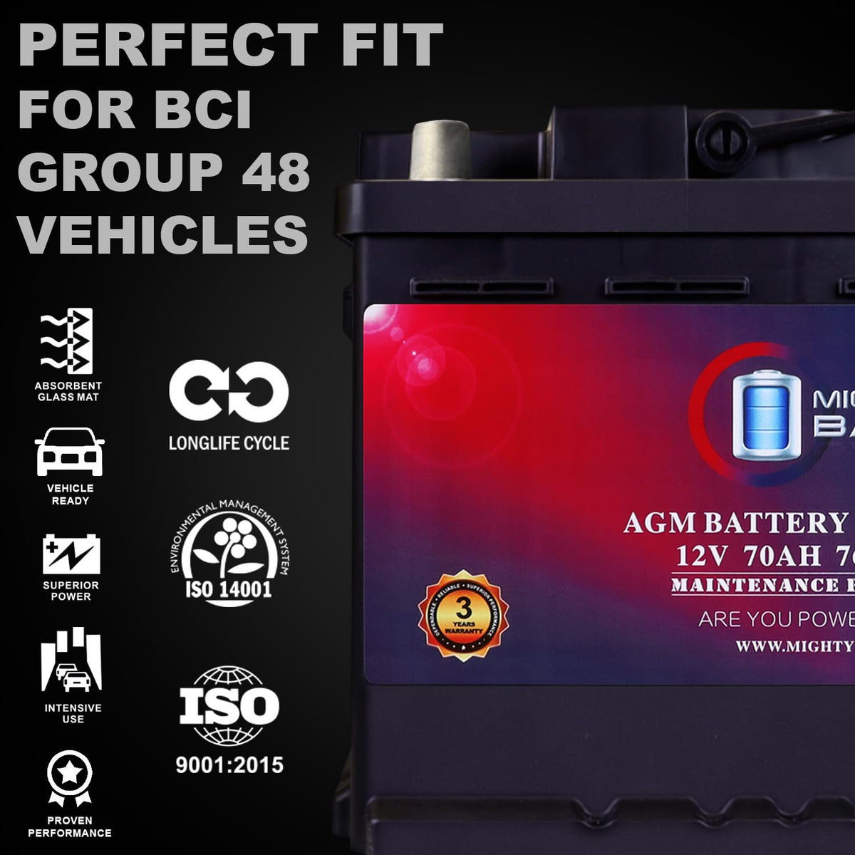 12V 70AH 760CCA Replacement Battery T24377