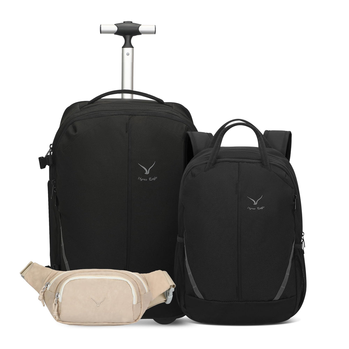 Rolling Backpack with Wheels 43L with Waist Pack Beige C76662