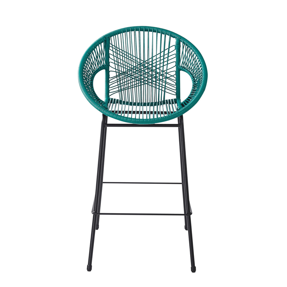 Teal Faux Wicker Outdoor Bar Stool, Set of 2 O878751