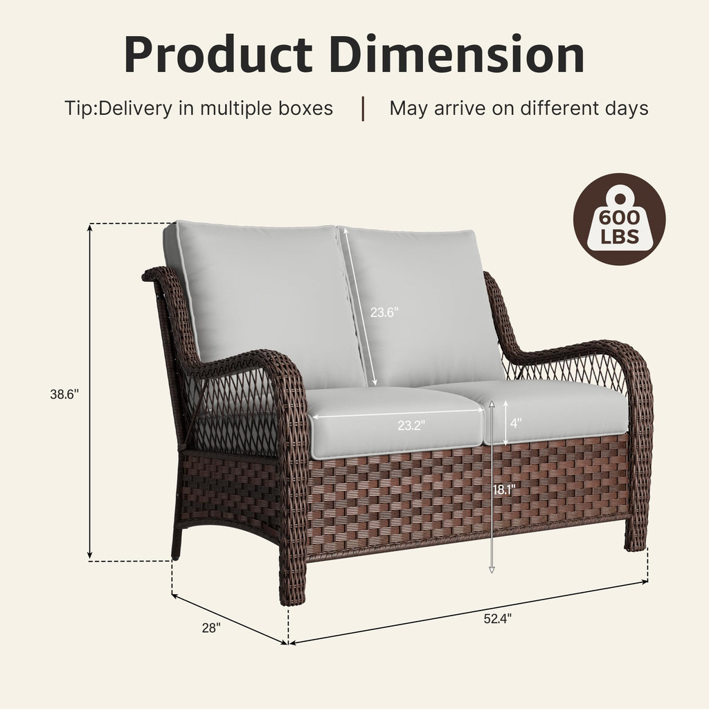 Outdoor Wicker 2 Seater Sofa with Cushion D8857