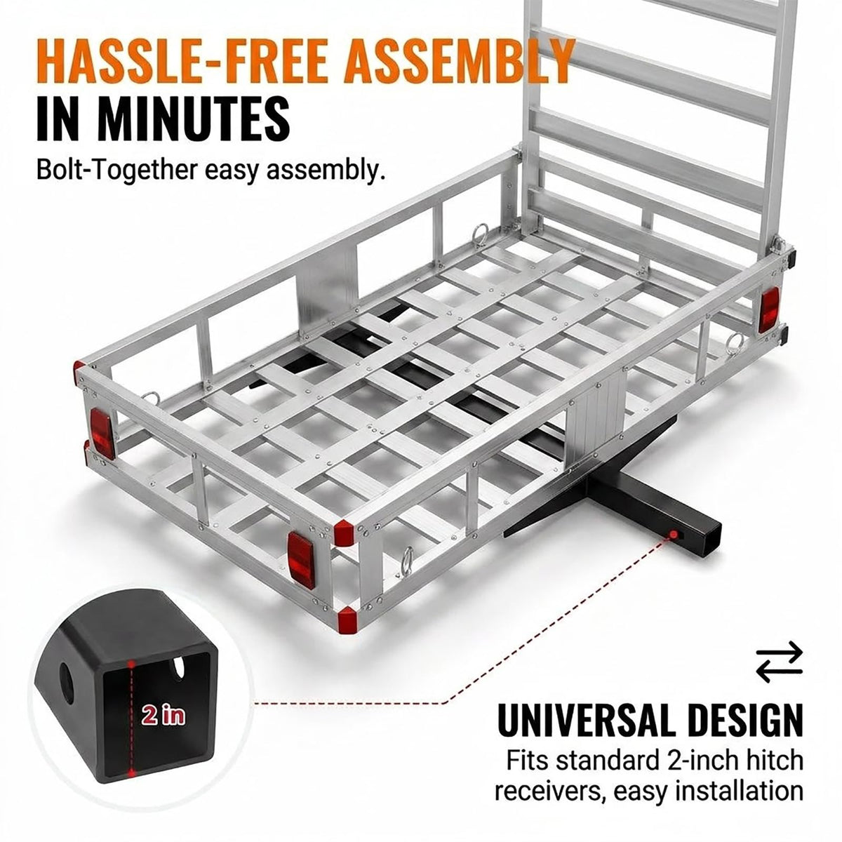 Aluminum Hitch Cargo Carrier with Folding Ramp J258