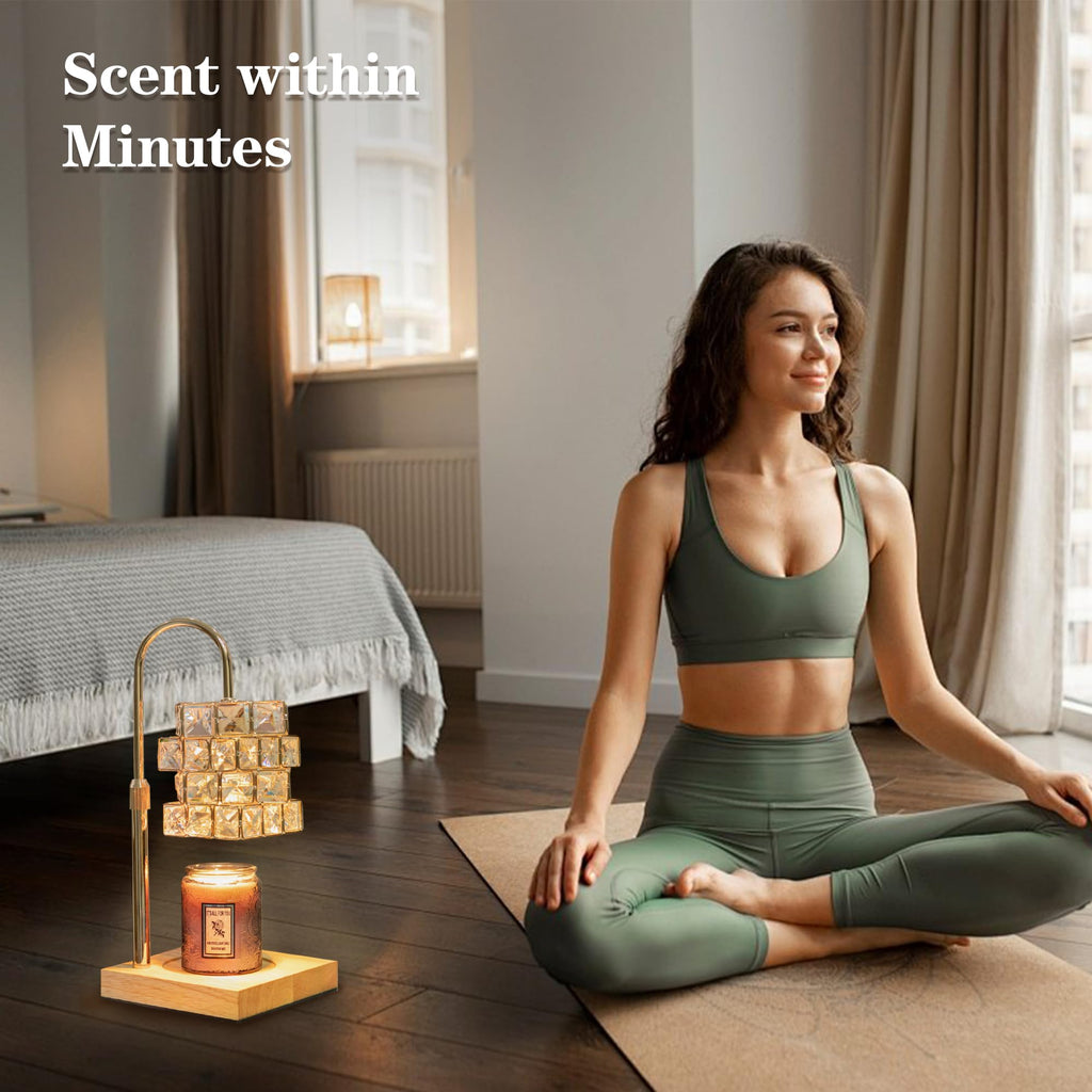 Candle Warmer Lamp with 2 Bulbs, Adjustable Dimmable Amber Glass X42023