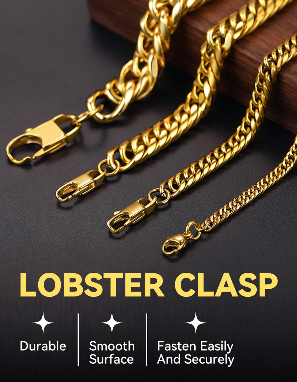 Cuban Link Chain Stainless Steel 14K Gold Plated A351