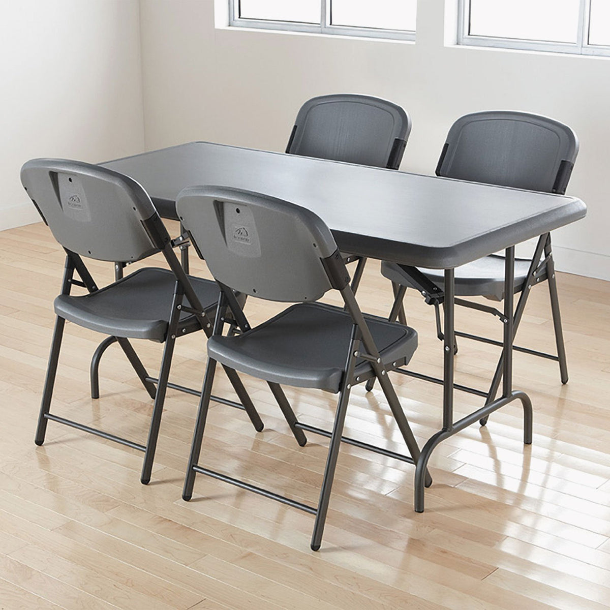 Charcoal Folding Chair with Steel Frame N175031