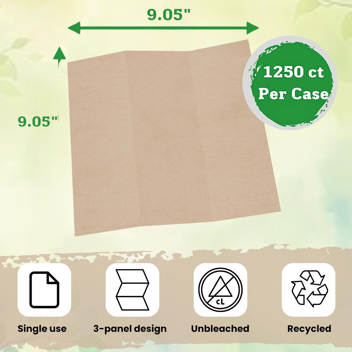 Brown Organic Unbleached Z-Fold Paper Towels Q849432
