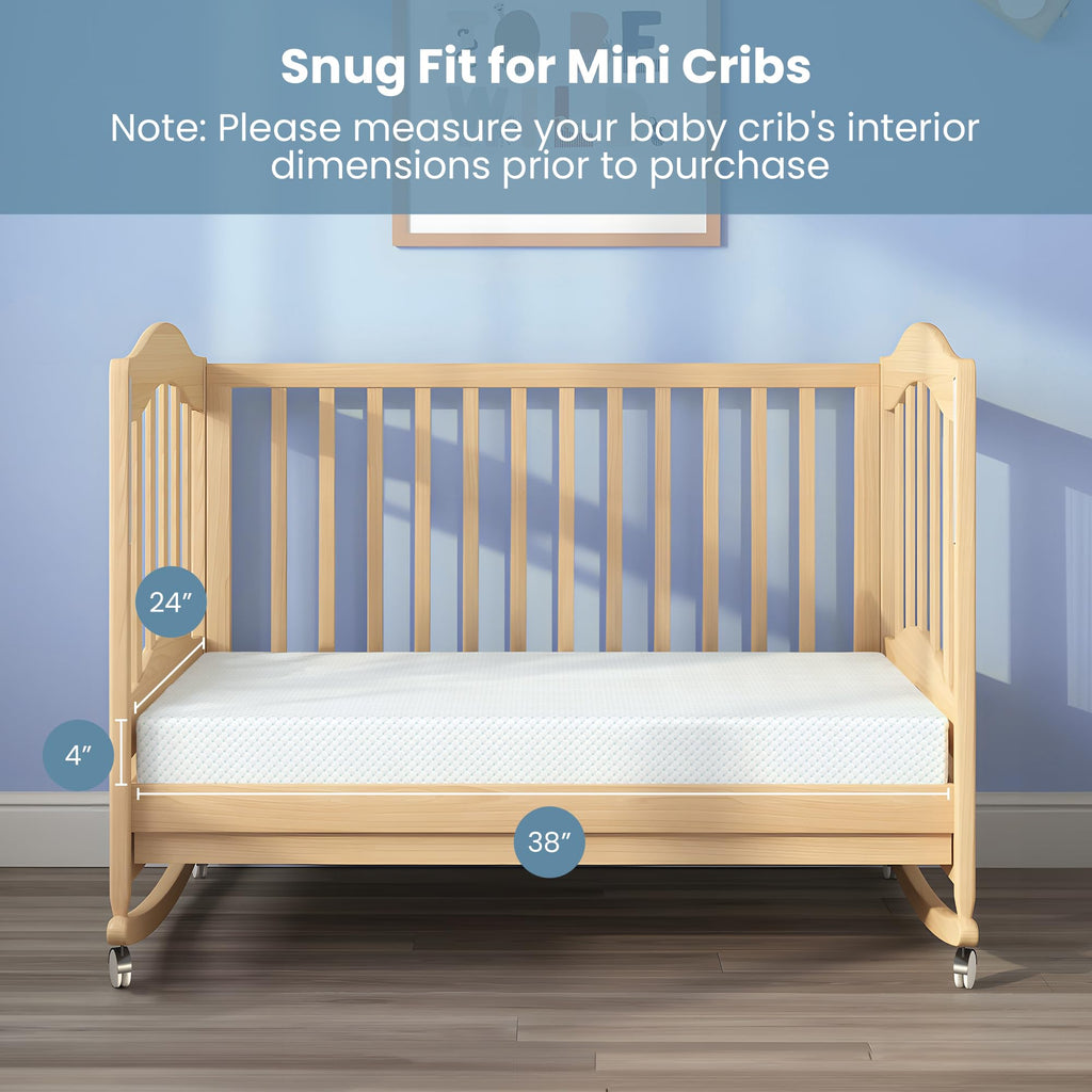 Mini Crib Mattress, 38x24x4 Inch Dual-Sided Gel Memory Foam Y373