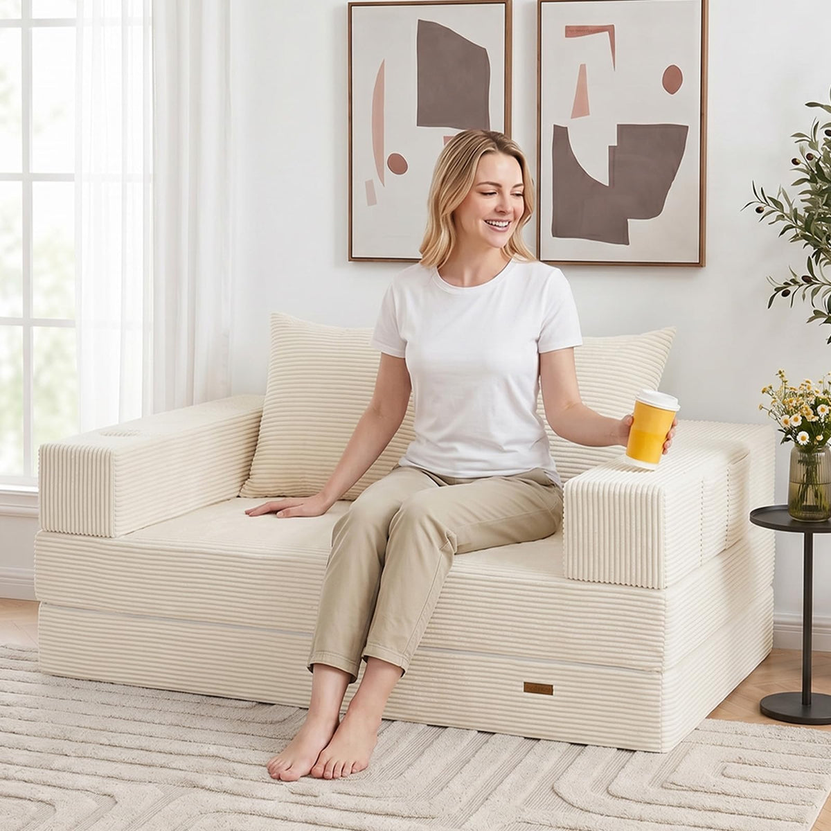 Beige Futon Sofa Bed N88571