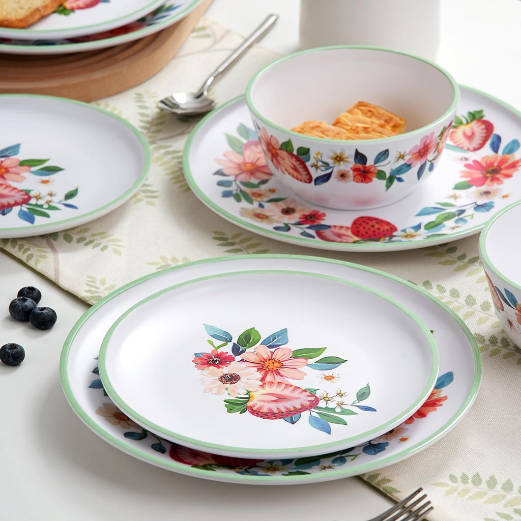 12-Piece Strawberry Melamine Dinnerware Set C56364