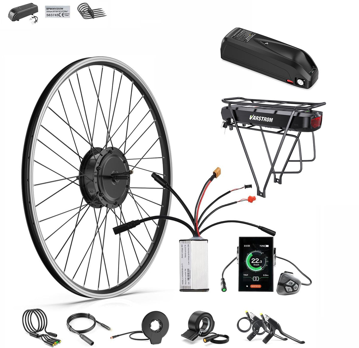 48V 500W Front Wheel Hub Motor Ebike Conversion Kit with Battery P200