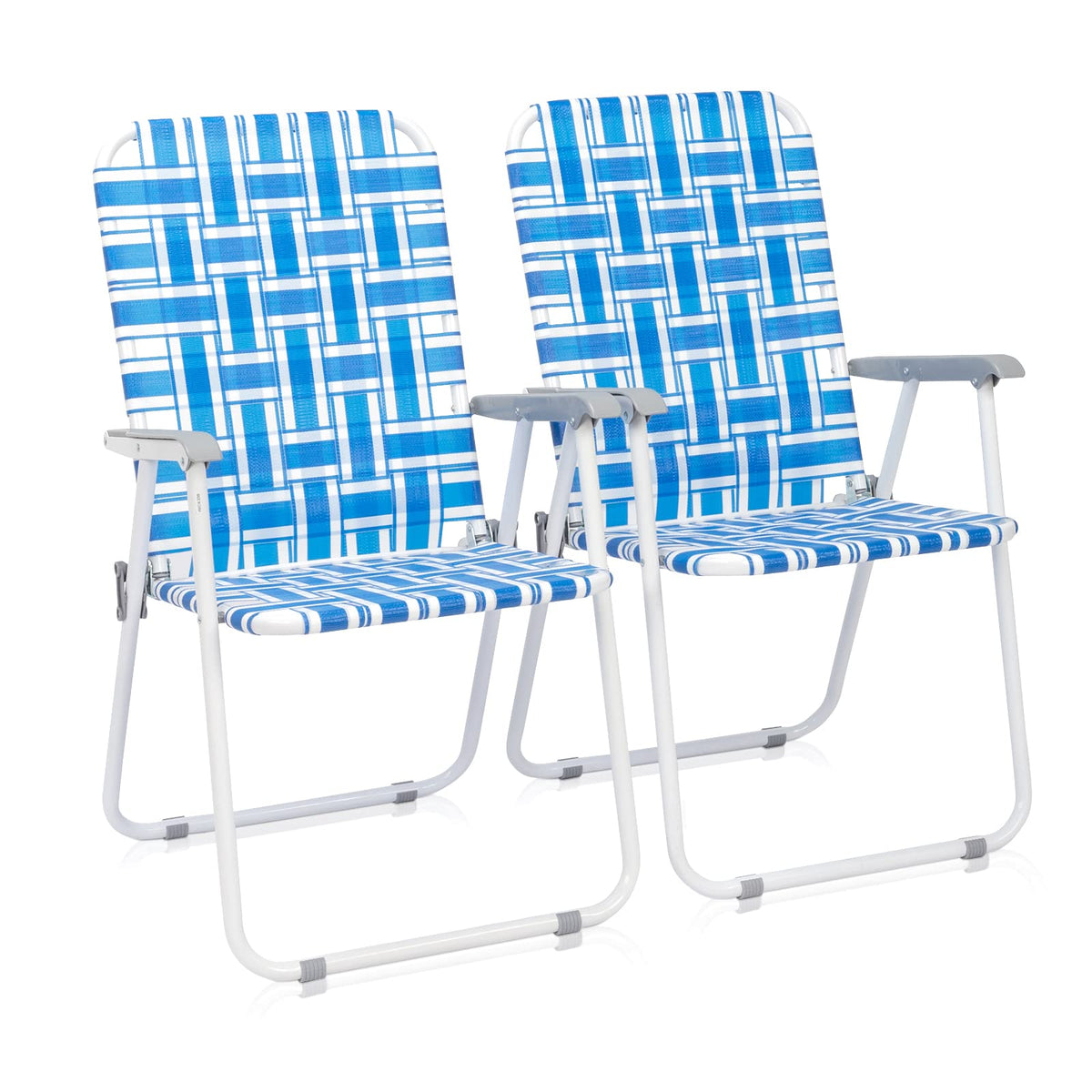Set of 2 Blue Webbed Folding Patio Chair H801