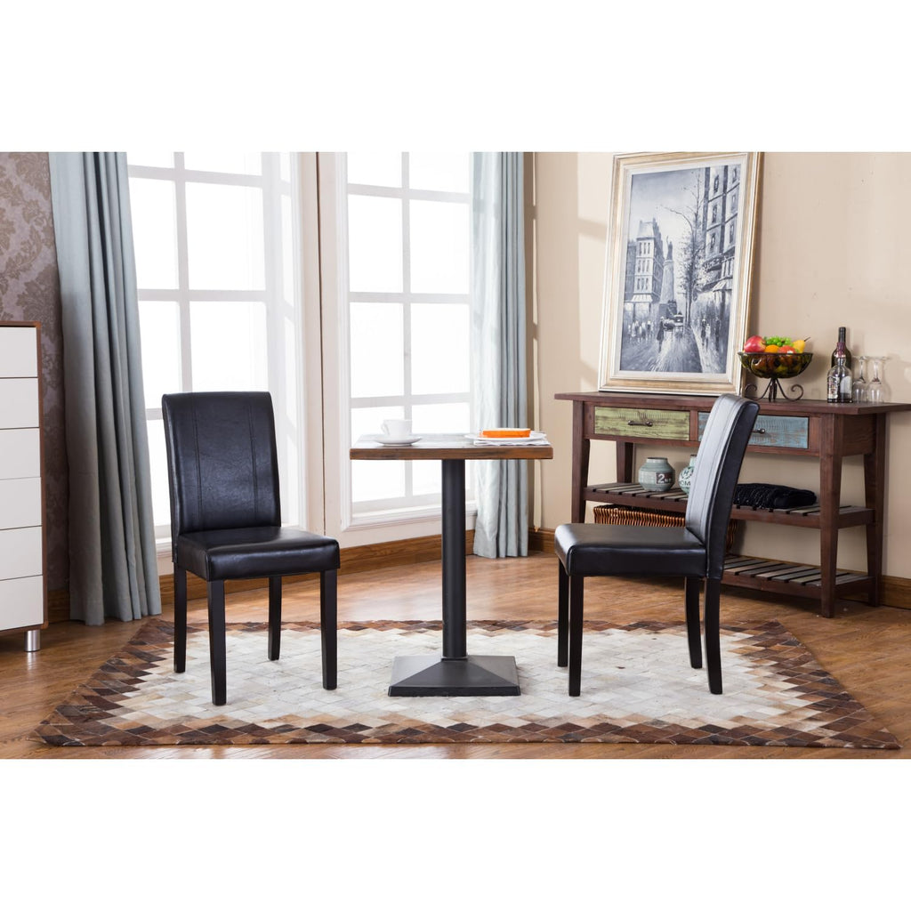 Black Faux Leather Parson Chair Set of 2 C55967