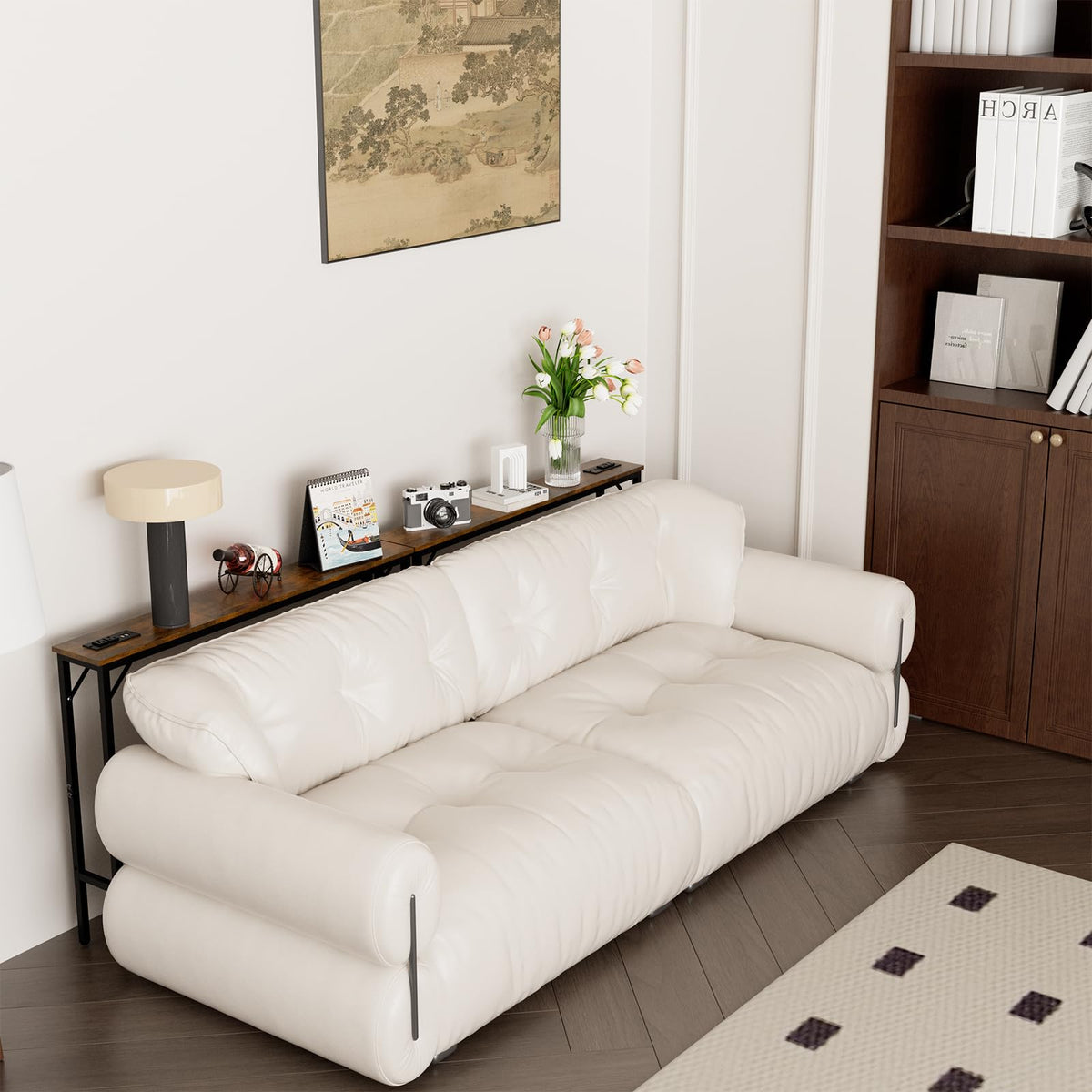 5.9" Narrow Console Table with Outlet Metal Frame A26144