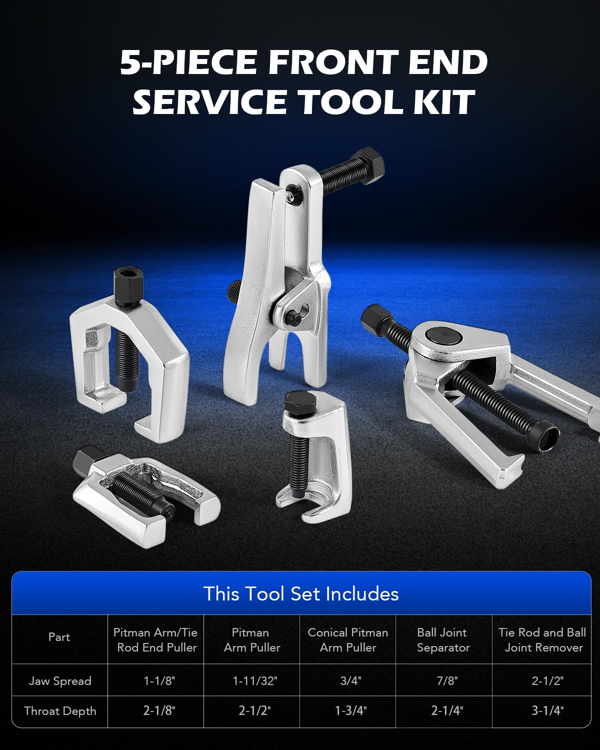 Ball Joint Separator, Tie Rod End Tool Set, Pitman Arm Puller J84814