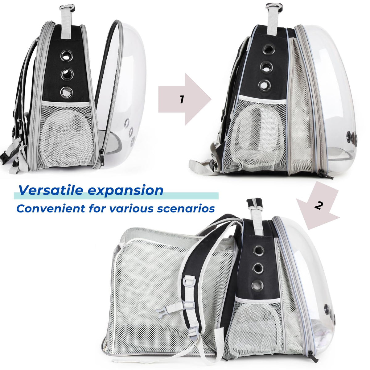 Expandable Cat Backpack with Mini Fan L1664