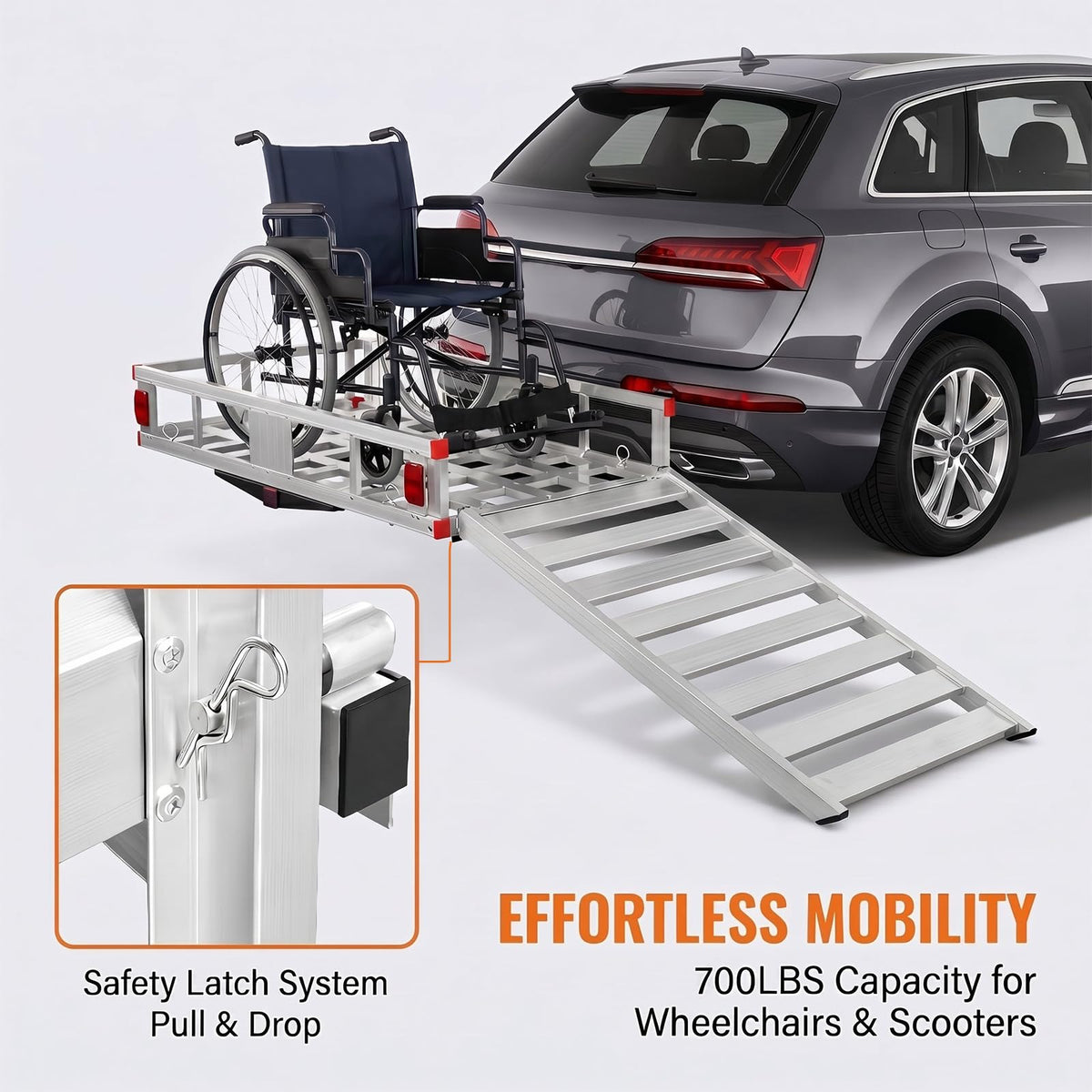 Aluminum Hitch Cargo Carrier with Folding Ramp J258