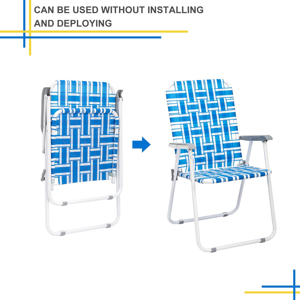 Set of 2 Blue Webbed Folding Patio Chair H801