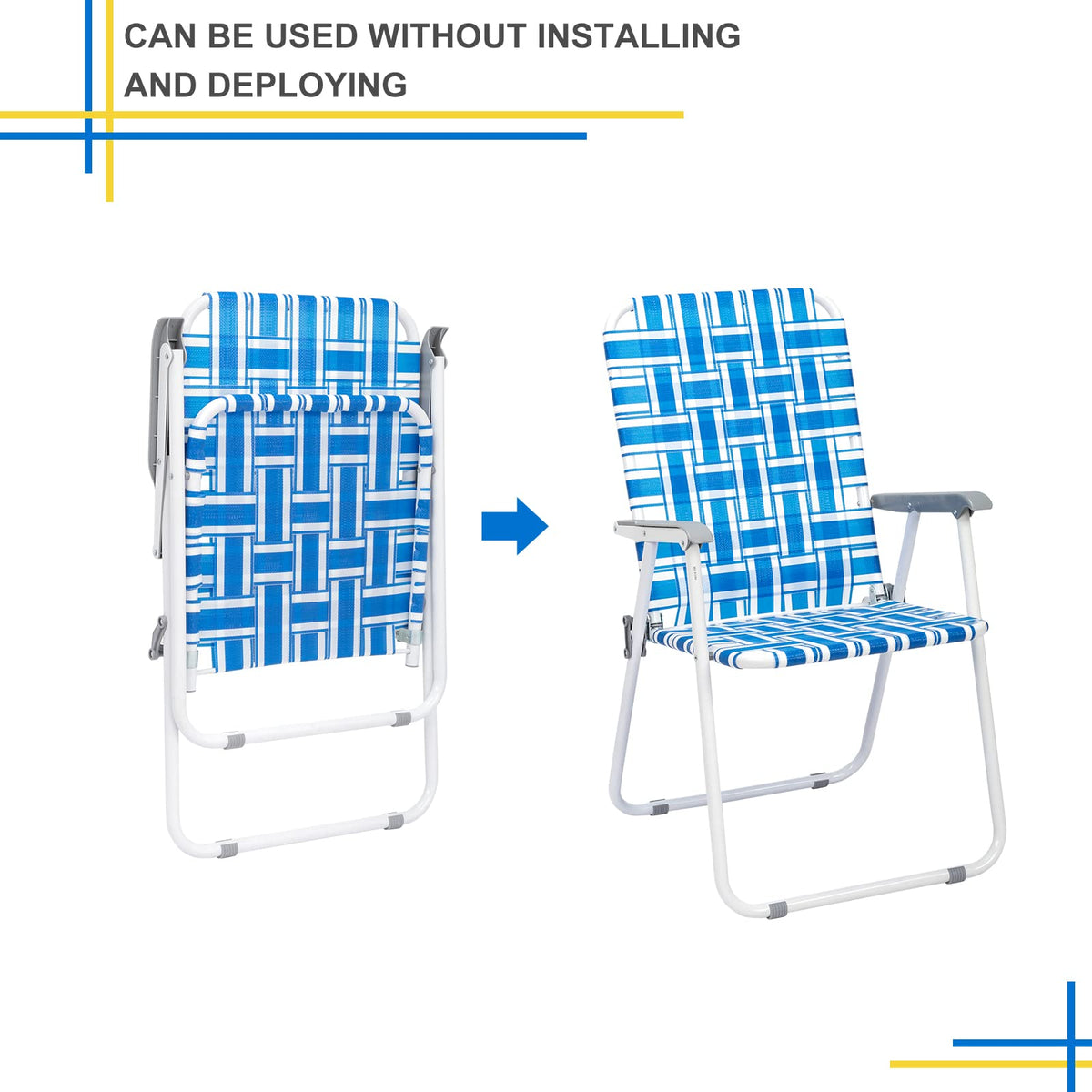 Set of 2 Blue Webbed Folding Patio Chair H801