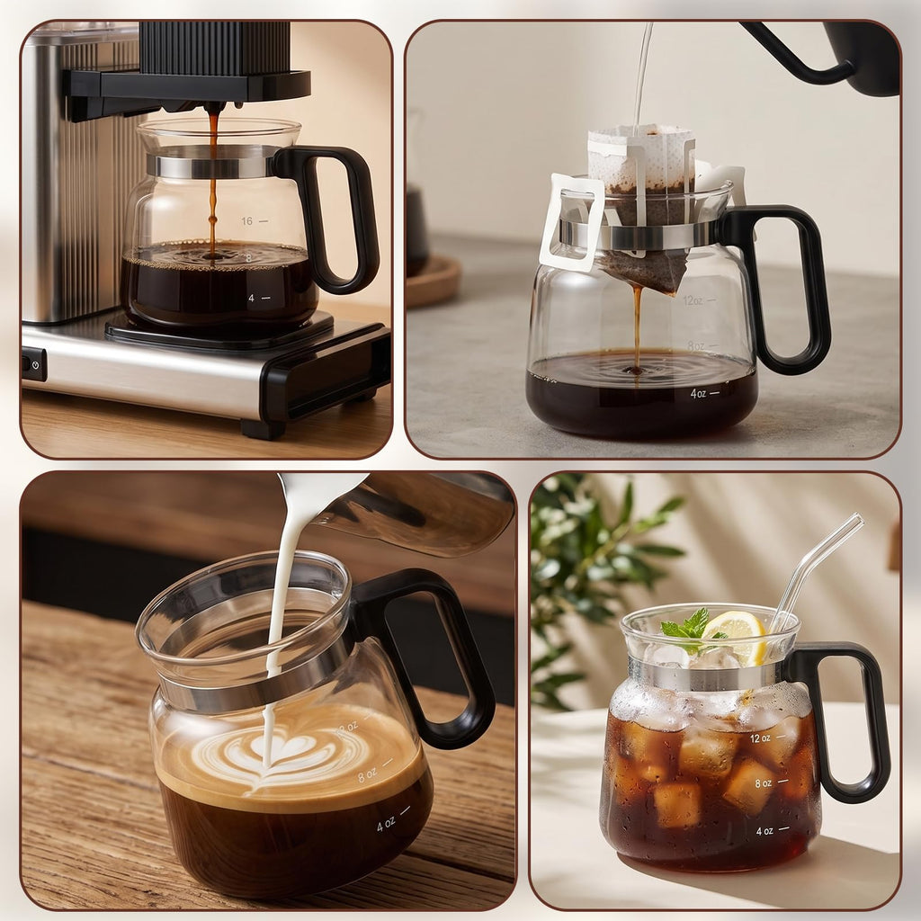 2 Pack 16oz Clear Glass Coffee Mug with Lid and Straw M614