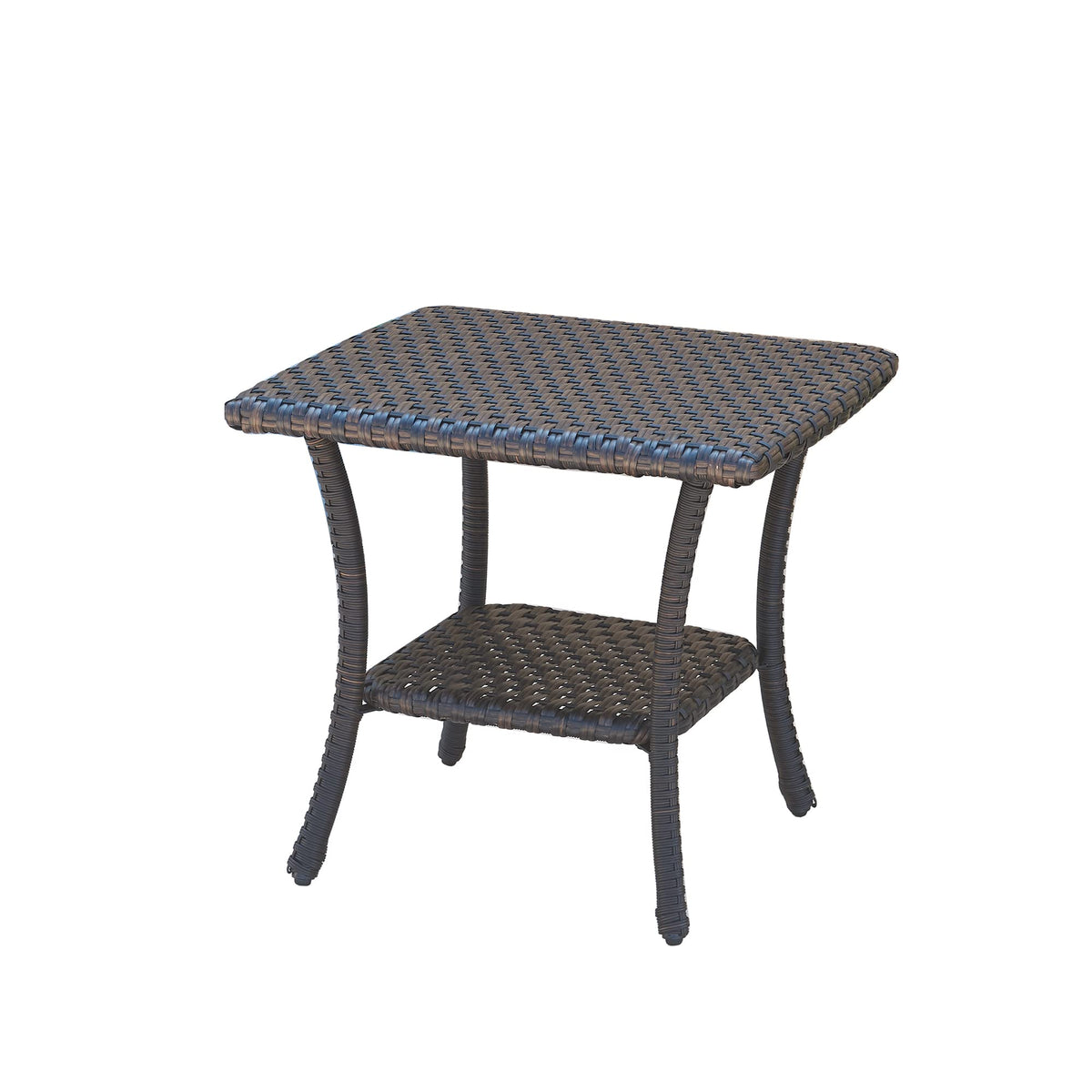 Brown Wicker Rattan 2-Tier Outdoor Coffee Table Y420013