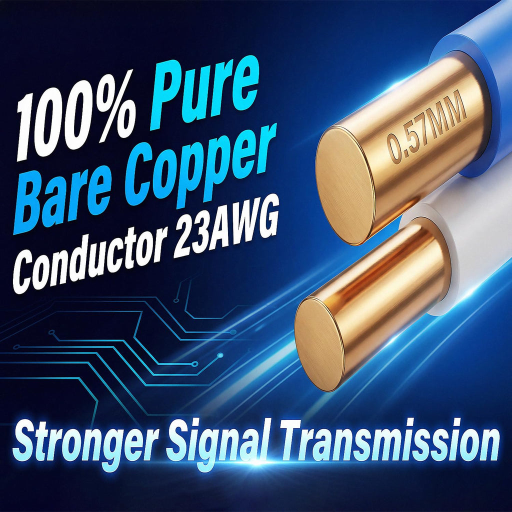 Cat6 Plenum 1000ft 23AWG Solid Bare Copper UTP Bulk Ethernet Cable I50565