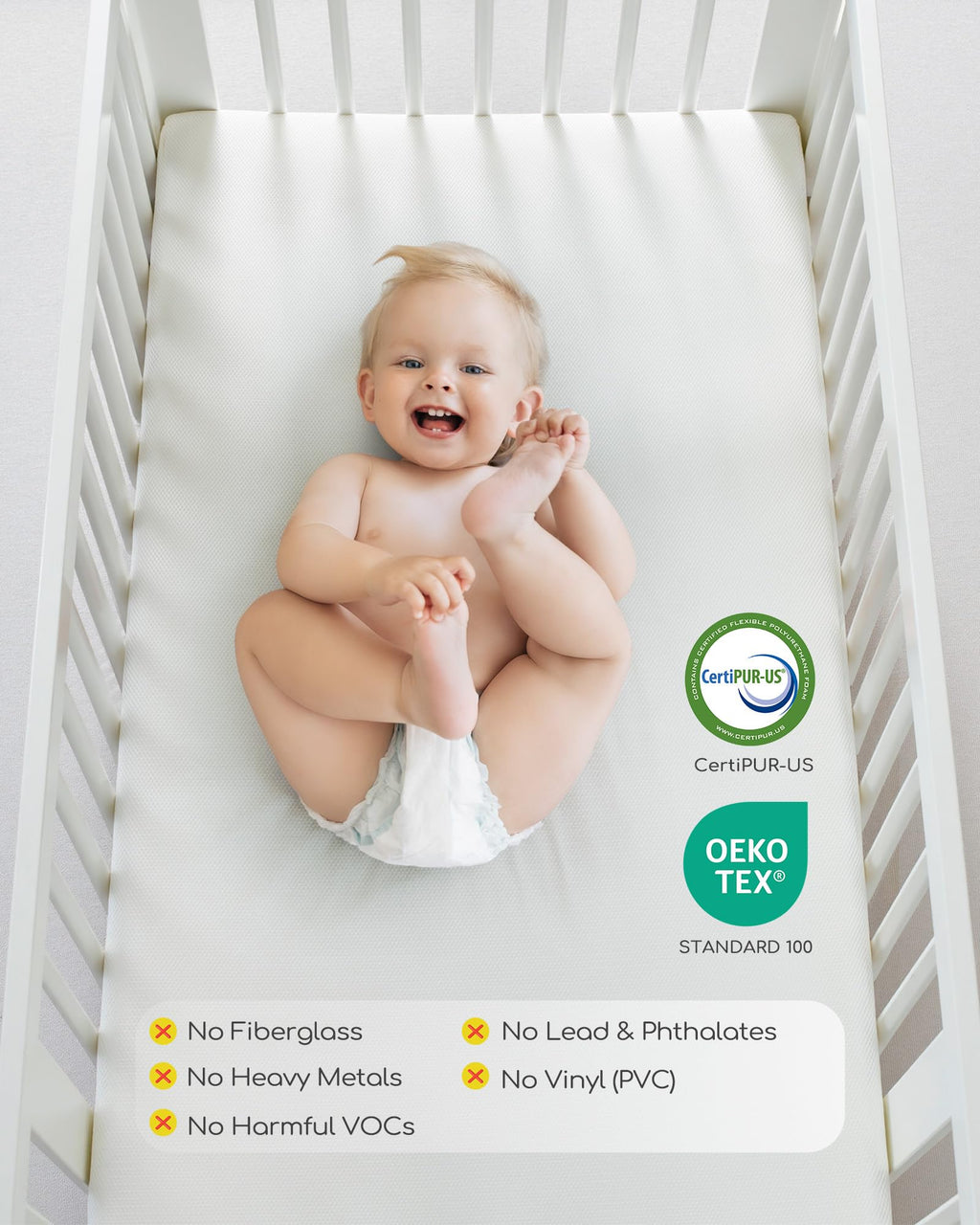 Breathable Standard Full Size Crib Mattress with Waterproof Machine Washable Cover A453